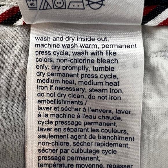 Tommy Hilfiger Womens Linen Blend Shorts Size 6 Blue White Floral Check Tie Belt - Picture 6 of 6